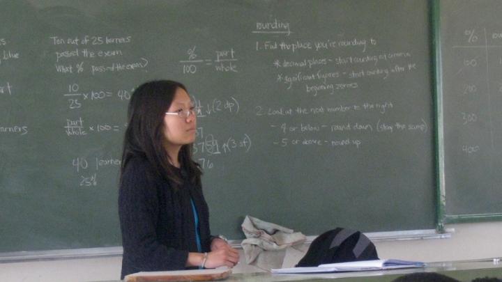 Xue helping her class prepare for exams