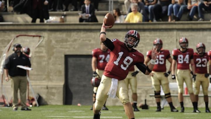 Quarterback Colton Chapple threw five touchdown passes in Harvard's 39-34 loss to Princeton, giving him a league-leading 18 for the season.