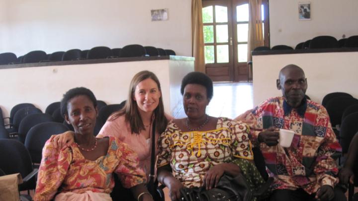 Betancourt with members of the caregiver advisory board for her project with HIV-affected children in Rwanda