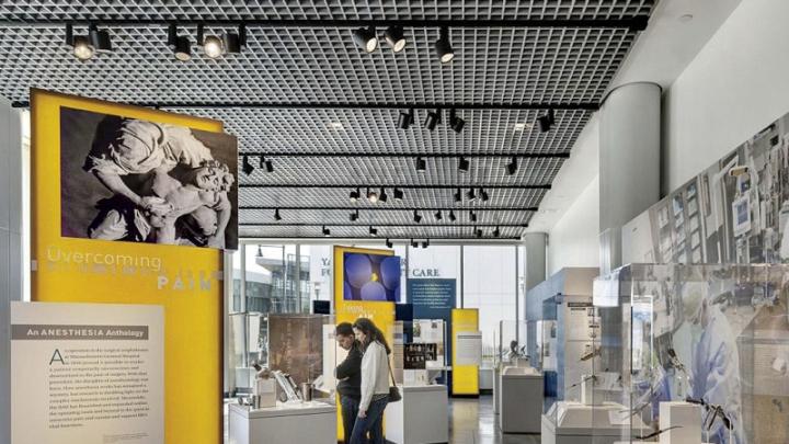 Exhibits on medical history in the new museum’s first-floor gallery