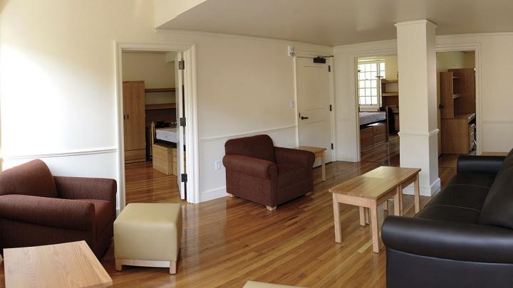 Recent renovations in Old Quincy, now renamed Stone Hall: a three-bedroom residential suite with Harvard-supplied furnishings