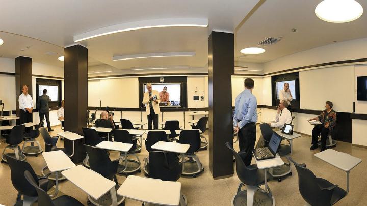 Recent renovations in Old Quincy, now renamed Stone Hall:a smart classroom fitted with Mondopads and document cameras