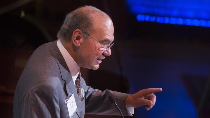 Sidney R. Knafel, co-chair of The Radcliffe Campaign, speaks at the campaign launch dinner.