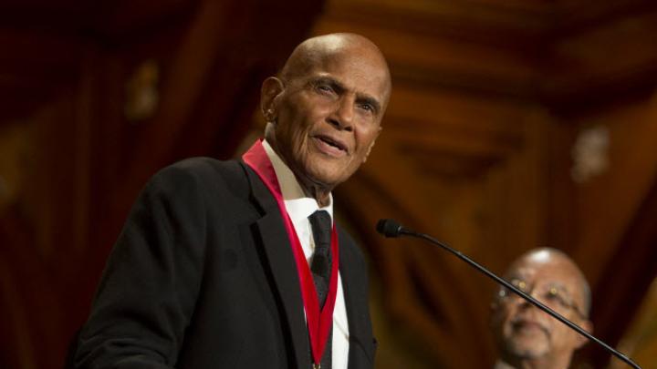 Emmy, Grammy, and Tony Award winner Harry Belafonte accepts his W.E.B Du Bois Medal.