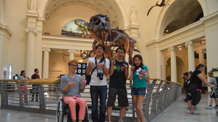 The team visited many famous tourist attractions along the way, including the Field Museum of Natural History in Chicago, pictured here.