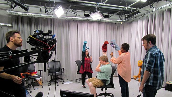 An “On-Camera Puppetry Intensive” with Ronald Binion (at far left)