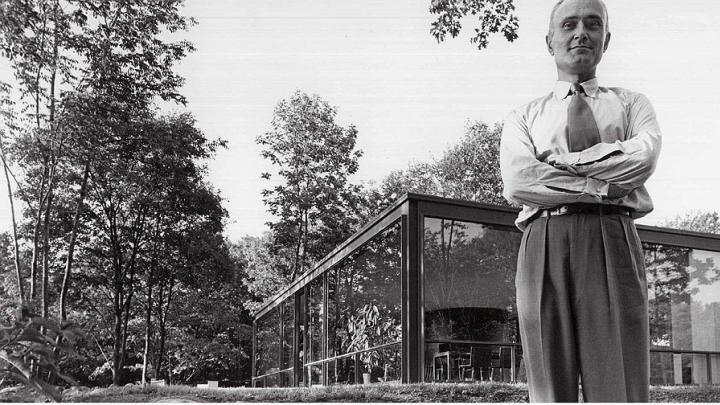 philip Johnson standing confidently