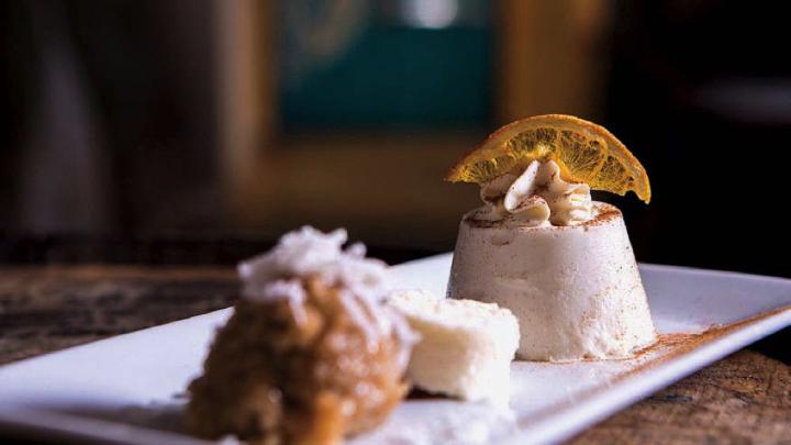 Desserts include tembleque, a coconut pudding.