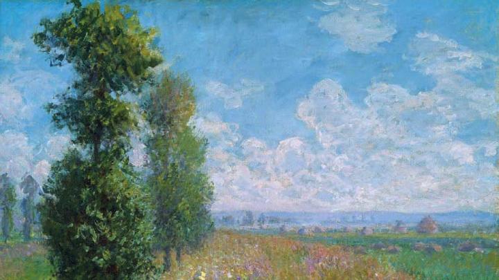 Claude Monet's painting of clouds, fields, and poplars
