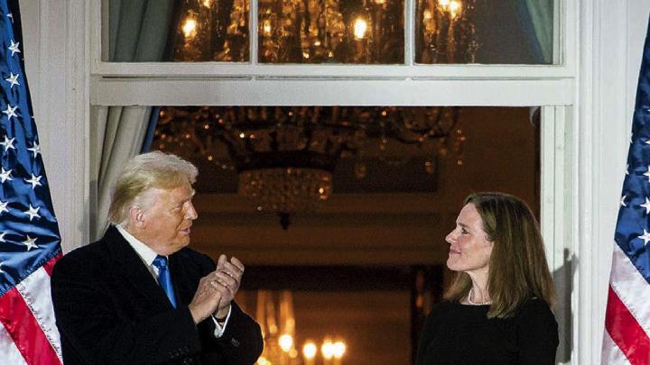 Photo of President Donald Trump and Supreme Court Associate Justice Amy Coney Barrett