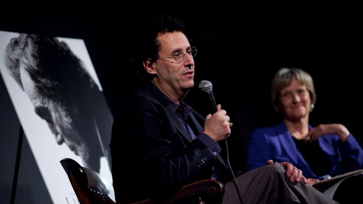 Tony Kushner speaks to Harvard students, faculty, and staff at the Brattle Theatre after a private screening of <i>Lincoln.</i>