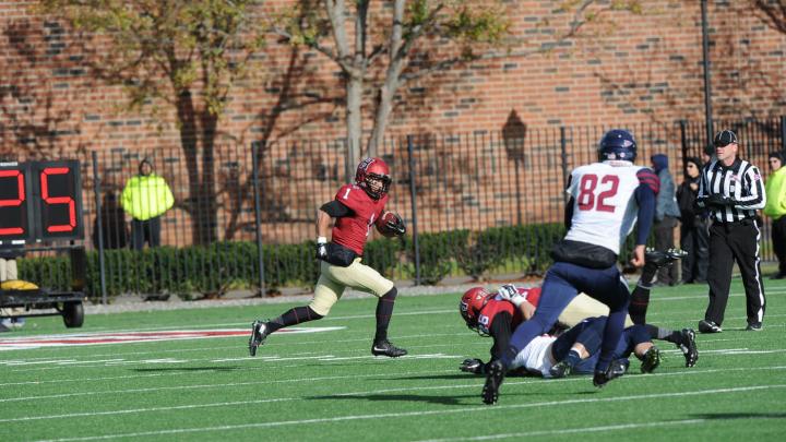 Recovered from injury, Andrew Fischer (1) returned to action with three catches and a scintillating 33-yard punt return.