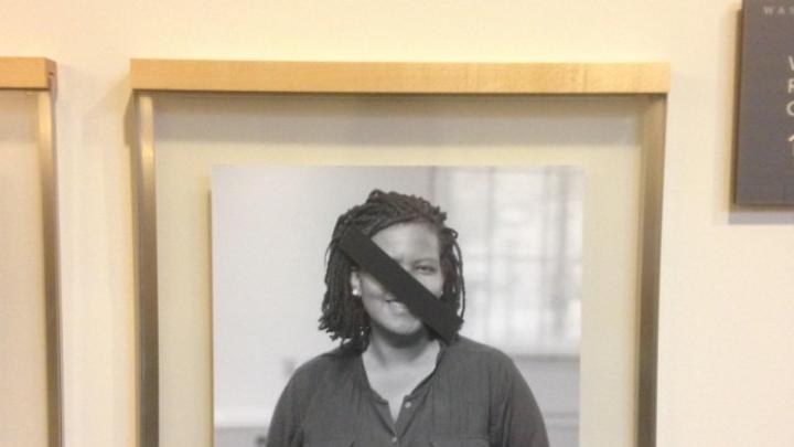 The portrait of Warren professor of American legal history Annette Gordon-Reed was among those defaced.