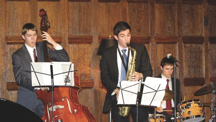 Students perform at the 2010 Harvard Club Jazz Festival (from left, Greg Johnston ’13, Alex Rezzo ’10, and Carl Pillott ’12)