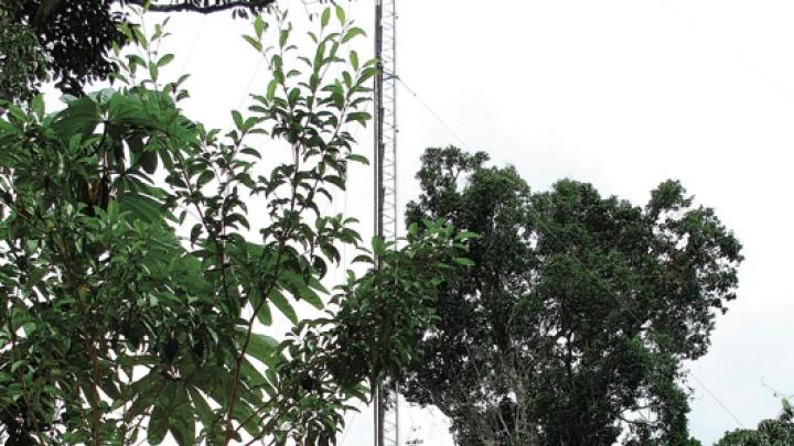 Robert Newell ’12 climbs the 42-meter tower at ZF-2