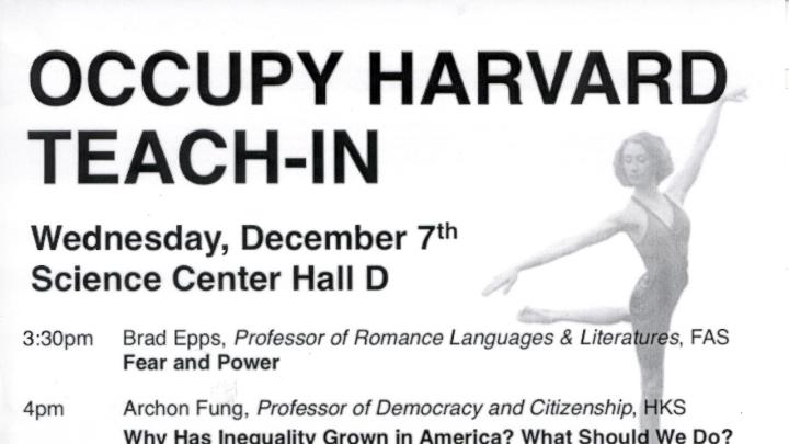 The full list of speakers at Occupy Harvard’s “Teach-In.”