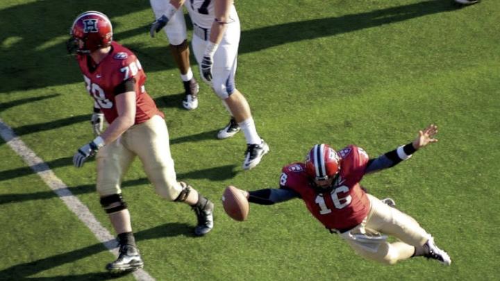 Quarterback Collier Winters dove for Harvard’s third touchdown in a 37-20 defeat of Penn.