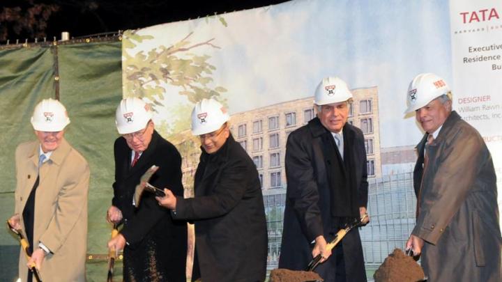 Edward Bond, CEO of Bond Brothers Construction Co.; William Rawn, founding partner of William Rawn Associates, Architects; Harvard Business School dean Nitin Nohria; Tata Group chairman Ratan Tata; and former HBS dean Jay Light