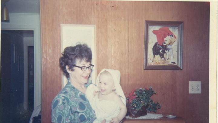 Joseph, almost seven months old, with his mother in 1968