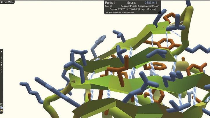In the game Foldit, players compete to build stable configurations of the biological molecules called proteins. 