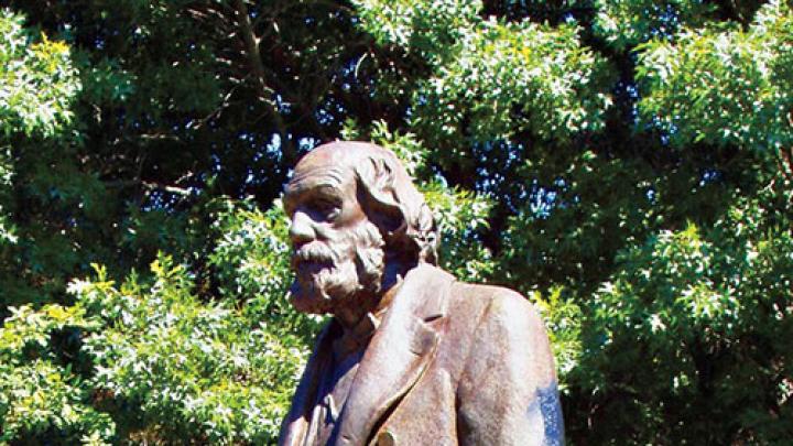The statue of Hale, by Bela Lyon Pratt, that stands in the Boston Public Garden