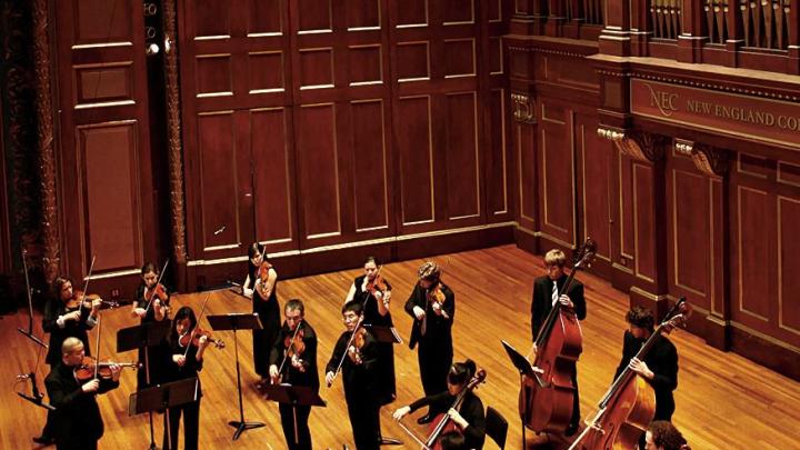 A Far Cry in performance at Jordan Hall, at the New England Conservatory.