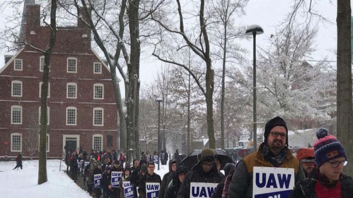 Photograph of Harvard graduate students during their strike