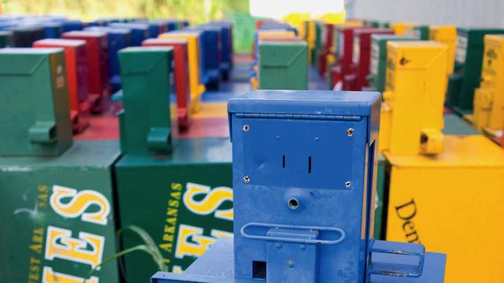 Photo of abandoned newspaper vending boxes