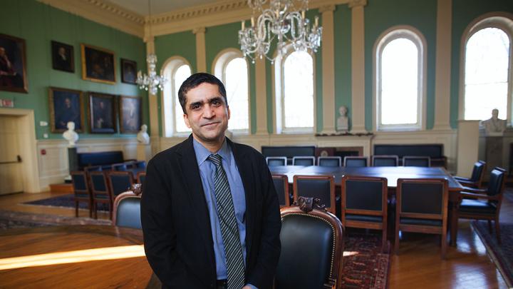 Rakesh Khurana, Dean of Harvard College, photographed in the Faculty of Arts and Sciences’ Faculty Room