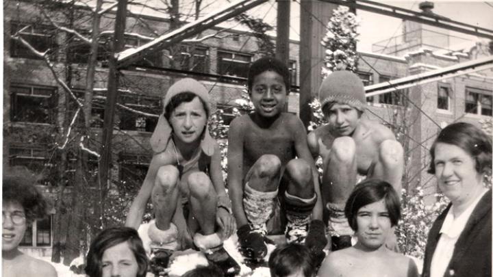 Year-round fresh air and sunlight were seen as curative in the early 1900s. Children at tuberculosis sanatoriums, including Wallum Lake (shown here), were sent outside barely clothed, even in winter.