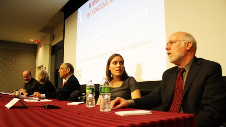 Amy Oster (second from right) and Stephen Kosslyn (right)