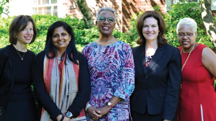 "Feminism: Then and Now" panelists, from L to R: Susan Faludi, Priyamvada Natarajan, Nell Irvin Painter, Diana Scott, Susan McHenry