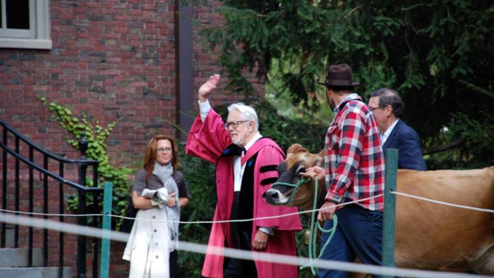 Cox leads the way as the festivities shift from the Yard to the Divinity School. For more images, visit the Harvard Divinity School website.