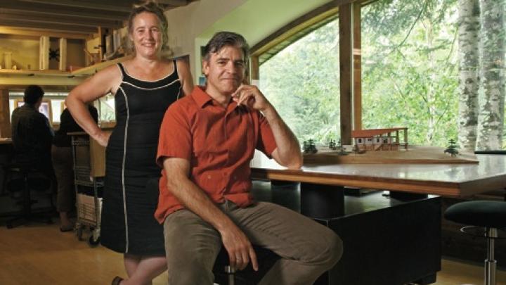 Julie Lineberger and Joseph Cincotta in the studio of their architectural firm.