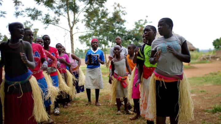 The children perform traditional Ugandan dances to welcome visitors to the orphanage.
