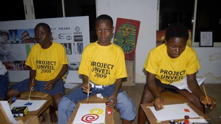 Camp participants Damola Ogunbile, Hammed Suliyat, and David Alice. As the name for her suite of programs—the camp, preparatory activities, and an academic-year after-school program—Johnson chose Project Unveil, a reference to education’s power to help the girls envision their life prospects broadly. Says Johnson: “We want to open their eyes to see that it doesn’t matter where you’re coming from; it’s where you’re going to.”