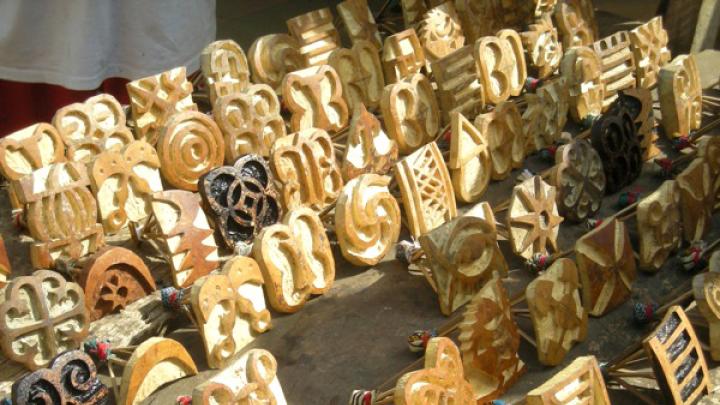 Calabash Adinkra stamps used for printing cloth in Ntonso  