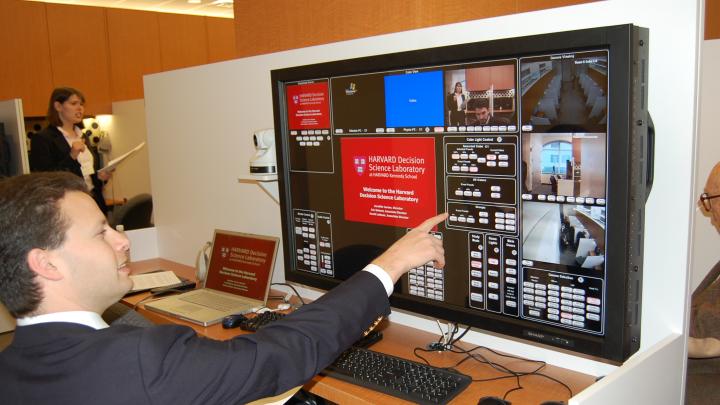 A jumbo touchscreen allows the person running an experiment to control what appears on participants' screens.