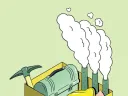 Illustration of a box containing a laid-off fossil fuel worker's office belongings