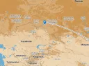 Map depicting the two sites of two cousins: one lived in central Mongolia, the author in southern Russia