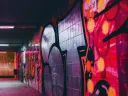 wall painted creatively with vibrant colors