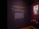 The opening display of the exhibit, showing introductory text and a large photograph of Harriet Hayden