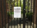 The shut gates of Harvard Yard 