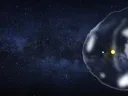 graphic depicting the heliosphere, sun, and earth