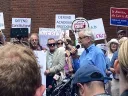 Protestors in support of Harvard at the Federal Courthouse in Boston