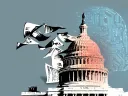 An illustration of a government building, policy, and AI