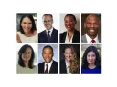 Photographic portraits of HAA nominating committee nominees for Harvard Board of Overseers: Top row, left to right: Christiana Goh Bardon, Mark J. Carney, Kimberly Nicole Dowdell, Christopher B. Howard. Bottom row, left to right: María Teresa Kumar, Raymond J. Lohier Jr., Terah Evaleen Lyons, Sheryl WuDunn