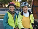 While cycling the East Coast Greenway, Linda Cabot Black and Elizabeth Brody pause for some Florida sunshine. 