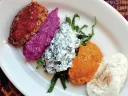 A sampler of five, from more than a dozen, pâtés