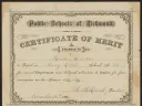 Certificate of merit awarded to Mattie Carter, a pupil in the Navy Hill School
